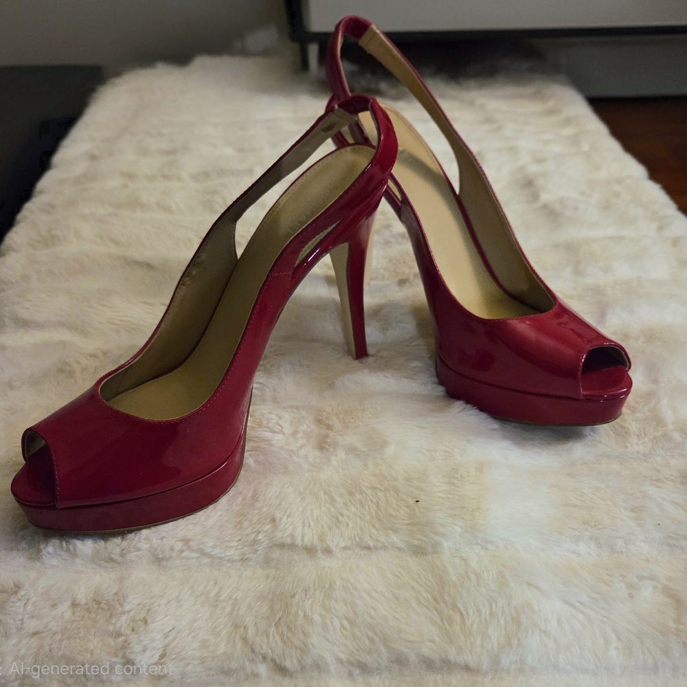 Michael Kors Red Peep-Toe Heels